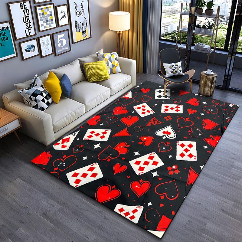 Playing Cards & Heart Pattern Suitable As a Non-slip Mat for the Living Room or Bedroom Sofa