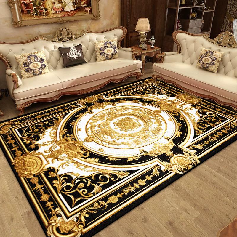 Tappeto di Lusso Dorato per Soggiorno Europa Grande Area Divano Tappeti Lavabili Decorazione Casa Tappetino Antiscivolo per Camera da Letto Comodino