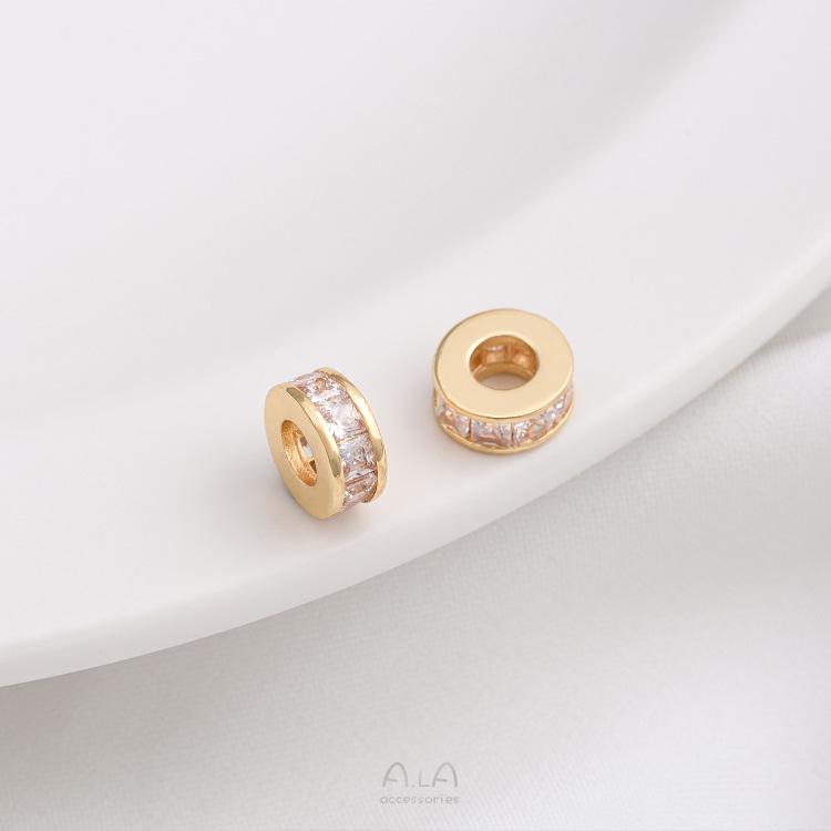 14K Gold-Plated Zircon Spacer Beads for DIY Jewelry