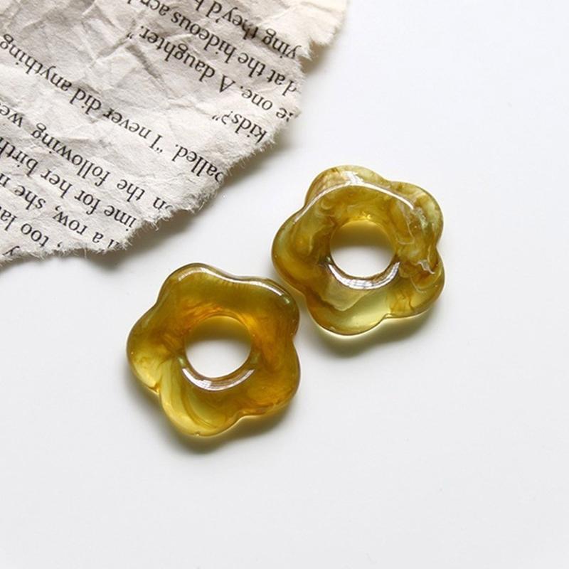 Resin Flower Pendant Hollow Five Petal Floral Charm Jewelry DIY Supplies for Necklace Bracelet Earring Jewelry Making