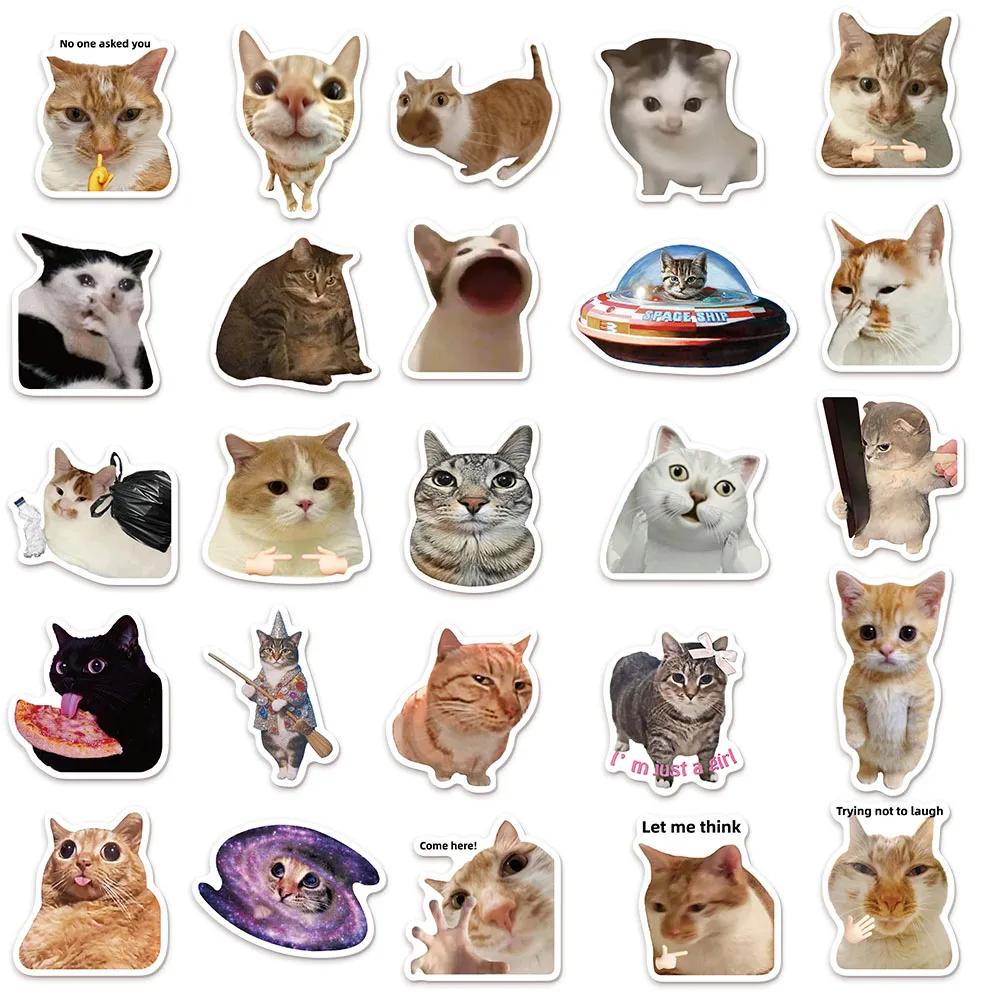 50PCS Kawaii Cat Mood PVC Graffiti Sticker Sticky Aesthetic Decorative Scrapbook DIY Child Phone Stationery Supply for Kid