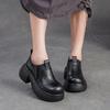 Fashion Spring Autumn British Big Head Genuine Leather Shoes for Women Thick Soled Platform Shoe Retro Height Increasing Women's Shoes