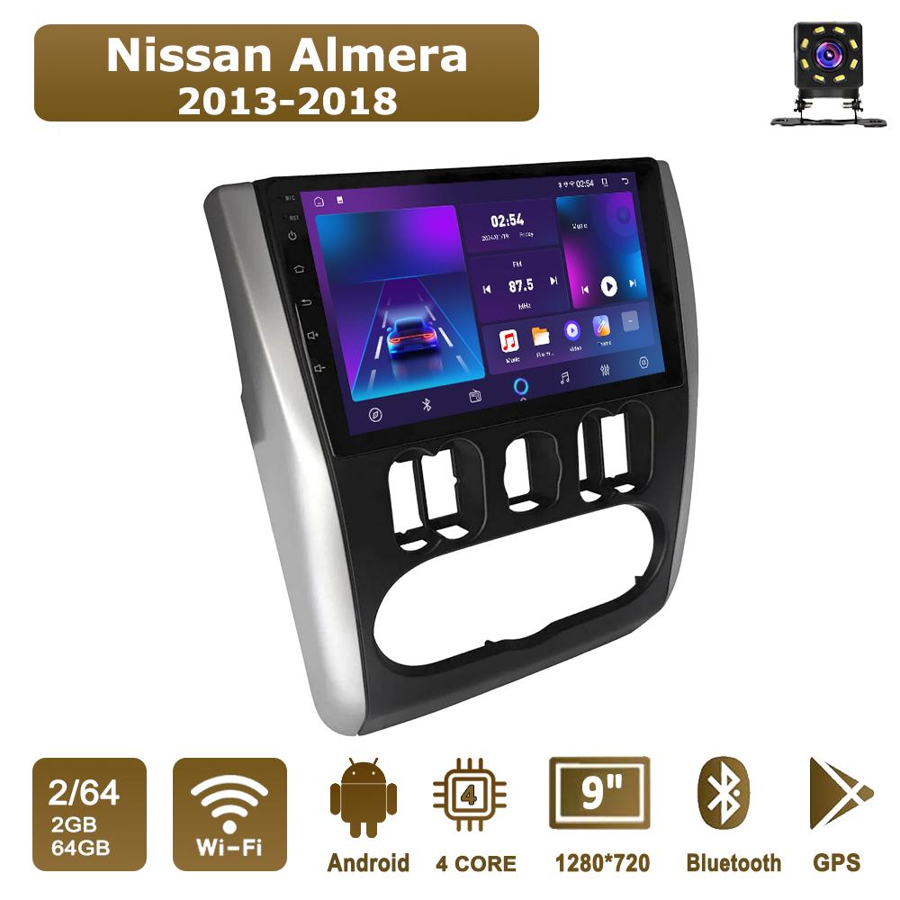 

Автомобильная магнитола Android Car-Play для Nissan Almera 2013-2018 Мультимедийный плеер Головное устройство Стерео Навигация GPS BT WIFI, 2+64ГБ серебряный