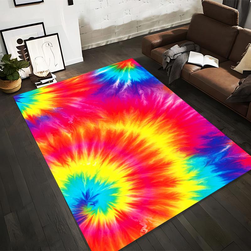 

Tie-Dye Pattern Carpet, Bright Multicolor Abstract Floor Rug Decor Suitable for use as an anti-slip for living room bedroom sofas 40x60cm( 15x23in )