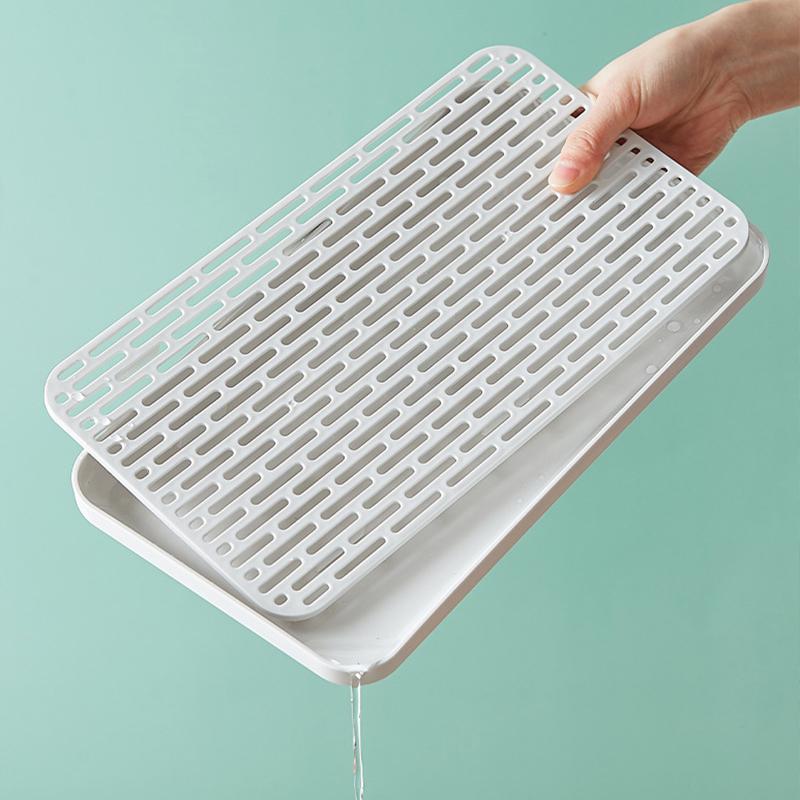 Abtropfbrett Wasserablauf Abtropfgestell Abtropfer Kunststoff Geschirrhalter für Küche Zuhause L
