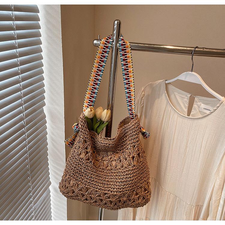 Wind Stroh gewebte Tasche neue Schulter handgewebte Tasche Damentasche vielseitige Urlaub Strandtasche Damentasche