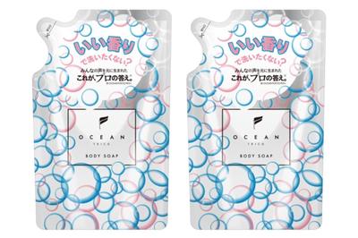 Ocean Torico Body Soap Refill, 2-Pack (400ml Each), Naturally Spreading Happy Scent