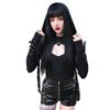 Women Gothic Punk Hoodies Bandage Sexy Vampire Halloween Sweatshirt Crop Top