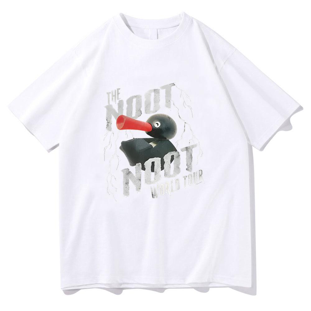 Pingu Noot Noot World Tour Vintage T-Shirt New Pattern Pure Cotton Tees Round Neck Short Sleeve T Shirt Women Men Casual Clothes