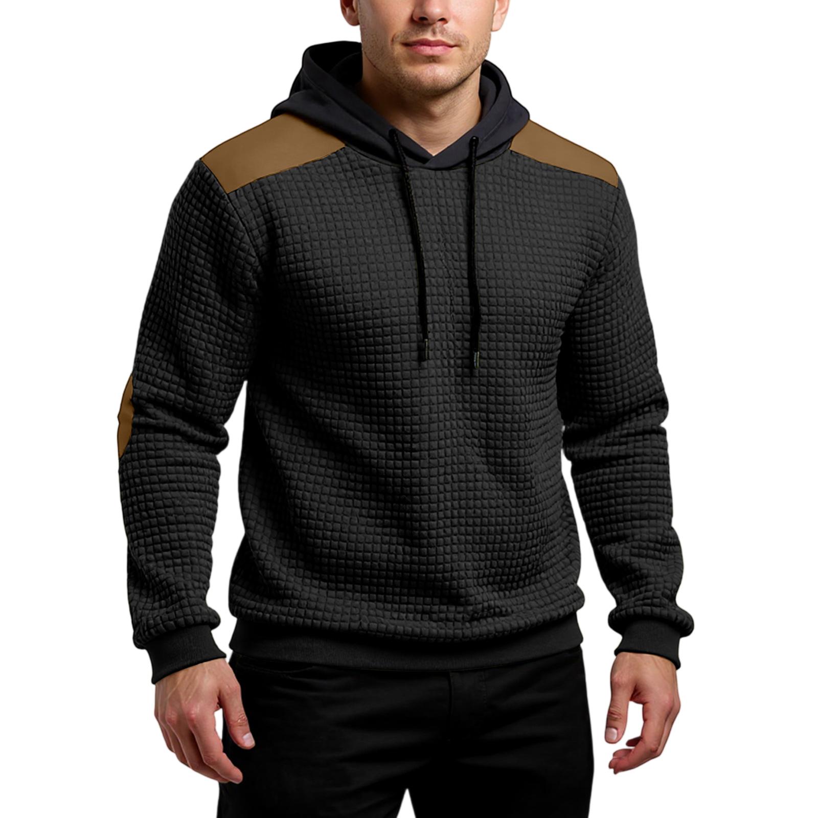 

Мужская толстовка с капюшоном, толстовка контрастного цвета, спортивная повседневная куртка XXL чёрный