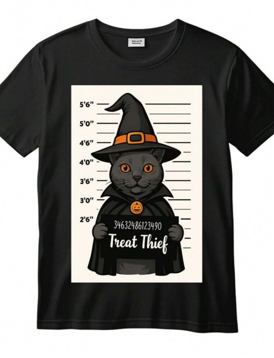 Funny Halloween Cat Shirt Witchy Tee Treat Or Treat Quote Cat Graphics Tee Spooky Season Humor Shirt S разноцветный