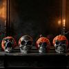 Yousheng Skeleton Pumpkin Ornaments, Resin Durable Halloween Decorations, Retro Dark Style Table Decor, for Party Window