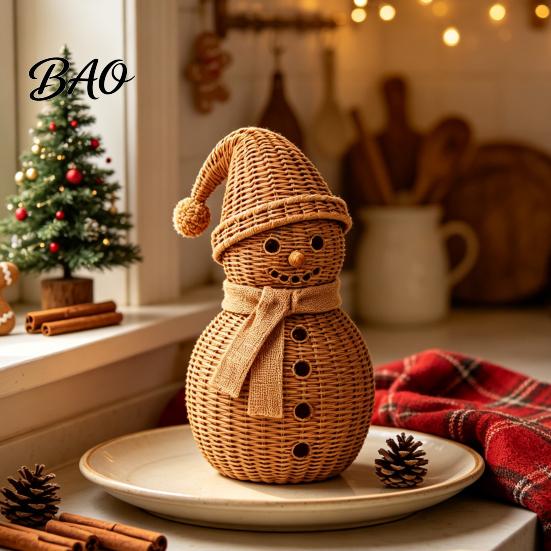 Décoration d'intérieur d'hiver Ornement Bonhomme de Neige de Noël pour Décoration de Table, Figurine Rétro en Résine Mignonne Étagère avec Texture Tricotée Cheminée Et Décoration