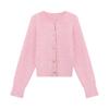 2025 Autumn/Winter Korean Style Soft & Fluffy Knit Cardigan with Gold Buckle and Round Neck for Women