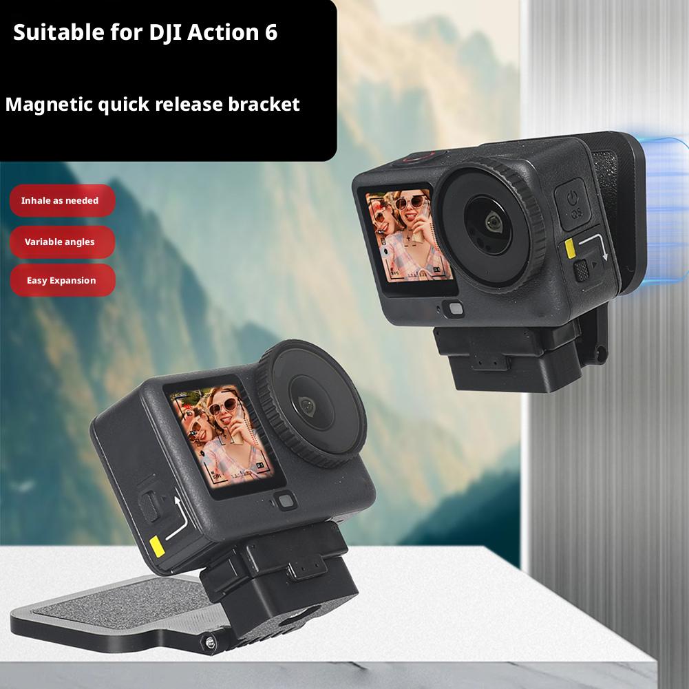 Magnetic Backplate Base Stand Bracket For DJI Action 6 Camera Accessories Multi-Angle Adjustment Quick Release Adapter Mount