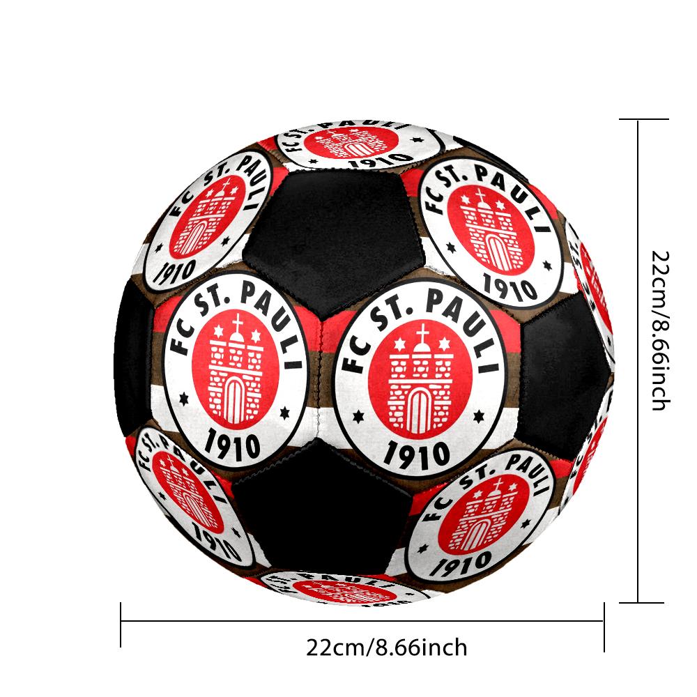 St. Pallone da Calcio a 5 Pauli FC Colorato Cucito a Macchina PVC Misura 5 Pronto per Allenamento di Squadra e Competizione Durevole Rimbalzo Elevato Fantastico Regalo Sportivo