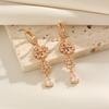 1 Pair Fashion Snowflake Zirconia Tassel Dangle Earrings for Women Golden Earring Jewelry Wedding Party Accessories