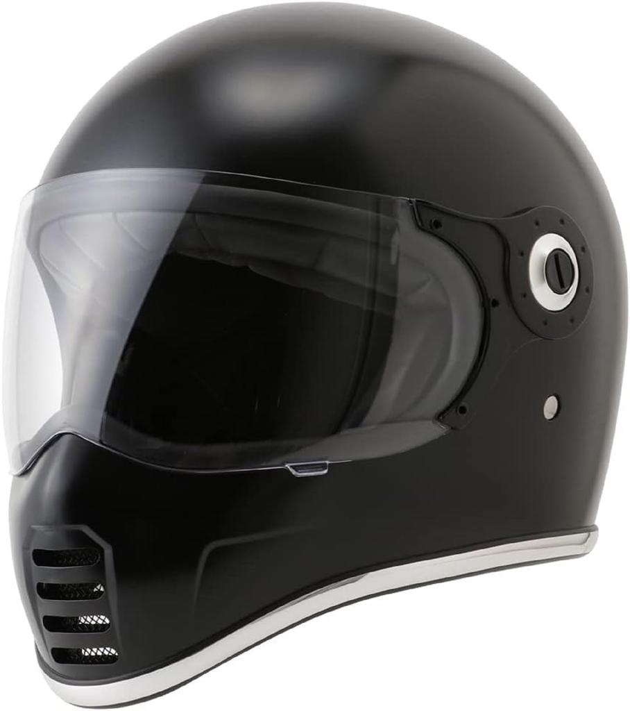 RIDEZ XX Full Face Matte Size L with Standard Clear Streamlined Design Helmet, Black, (Under 59-60cm), Motorcycle, Shield, Neo-Classic