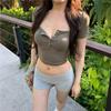 V-neck Crop Top Sexy Low-cut Thin Cropped T-shirt