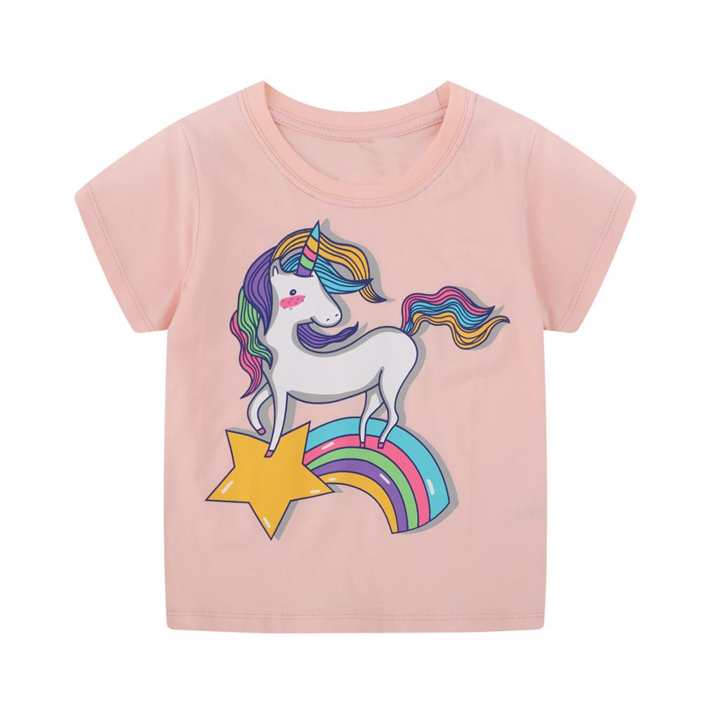 Little Maven Baby Girls New Fashion Tops Children Lovely Unicorn T-shirt Cotton Soft and Comfort for Kids 2-7 Year