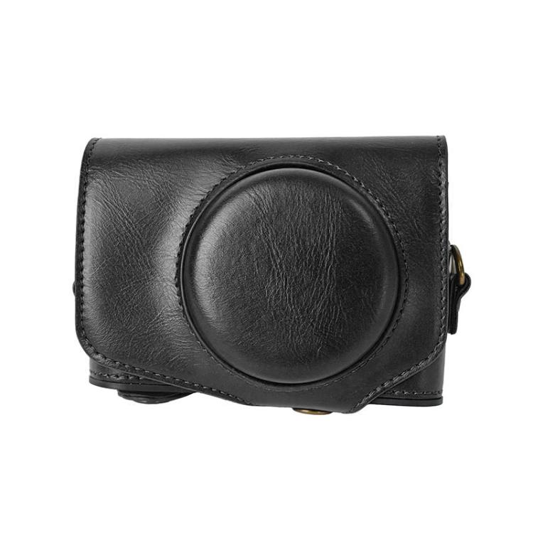 Custodia a sacca per fotocamera a corpo intero in PU-pelle retrò con apertura a tirante e tracolla, Custodia protettiva per Canon G7 X Mark III / SX740 HS