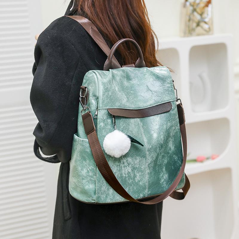 Trend anti-theft backpack women's new fashion multi-functional casual backpack retro backpack