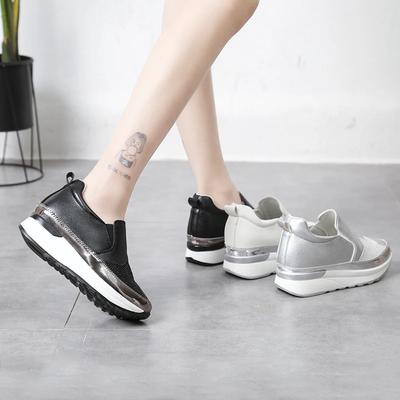 2024 Frühling und Herbst Damen Loafer Silberne Sneaker Strass Plateau Schuhe Innenerhöhende Sneaker Zapatos De Mujer