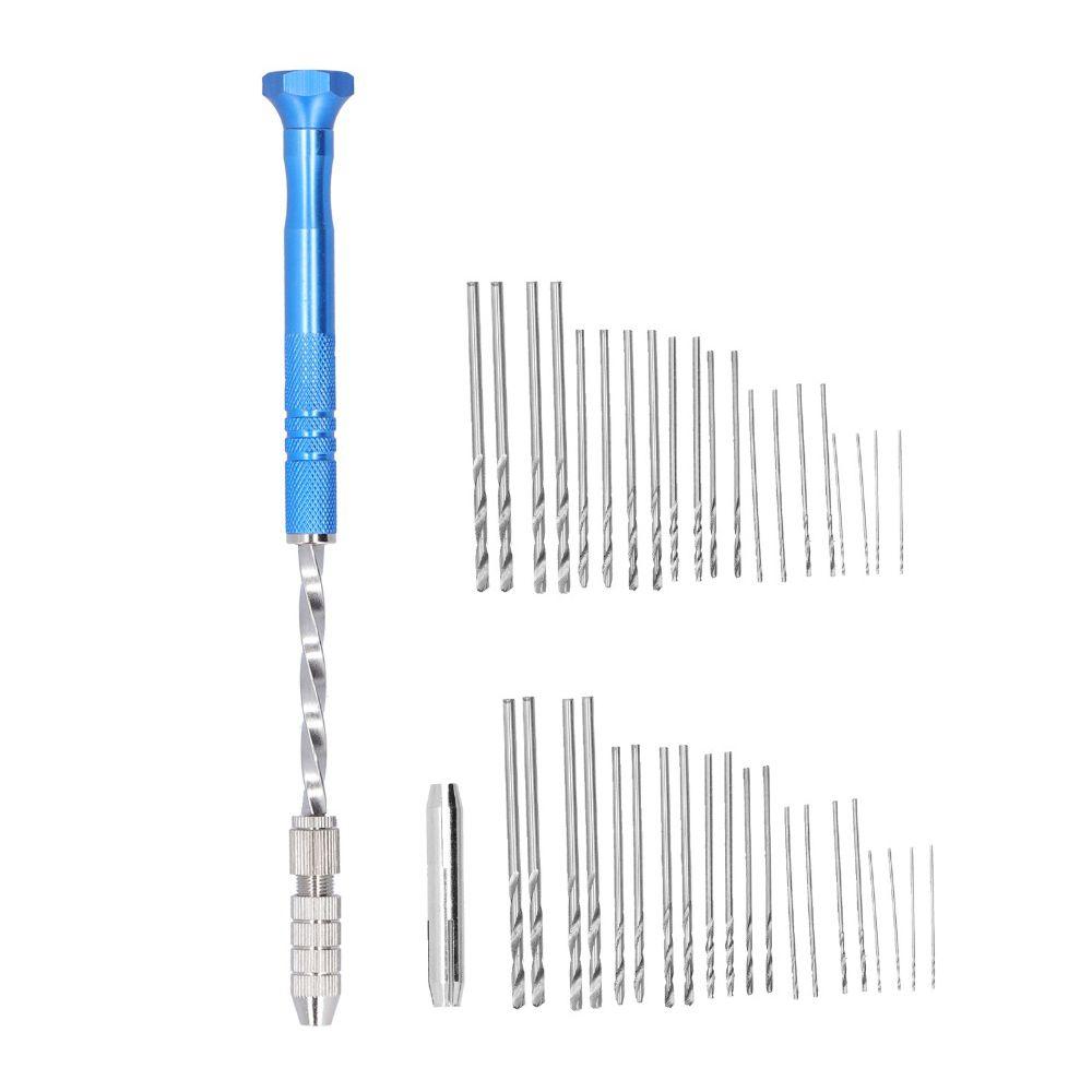Durable Blue Hand Drill Slim Handle Knurled Grip Jewelry Carving Drill Metal Compact Pin Vise Hand Drill