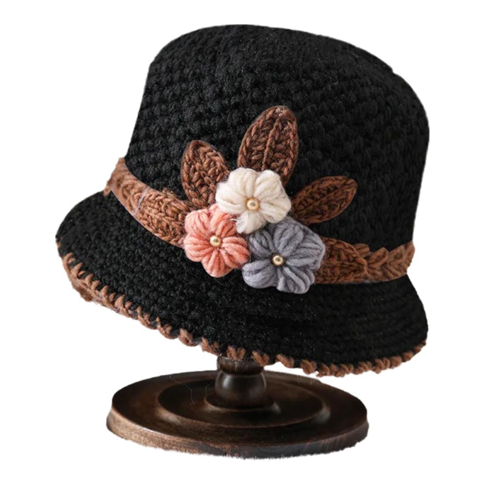Handmade Crochet Knit Bucket Hat With Flower - Warm & Stylish, The Viral Must-Have Winter Hat For Women And Mom
