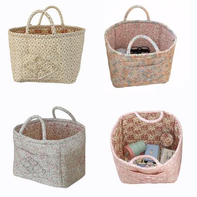 Pastoral Style Fabric Storage Basket Stackable Washable Sundries Storage Organizer Foldable Underwear Debris Organizing Frame