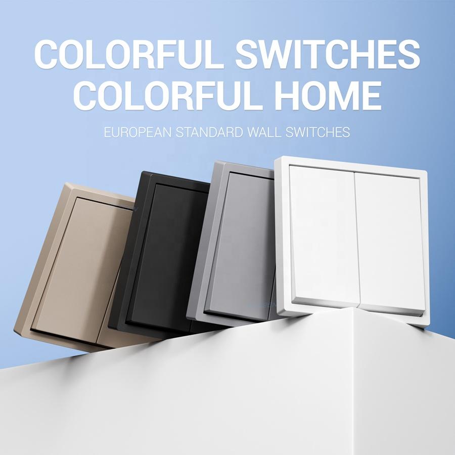 Commercial Electrical Wall Button Switch White Black Gold Grey Color New Design Big Rocker PC Panel Wall Light Switch