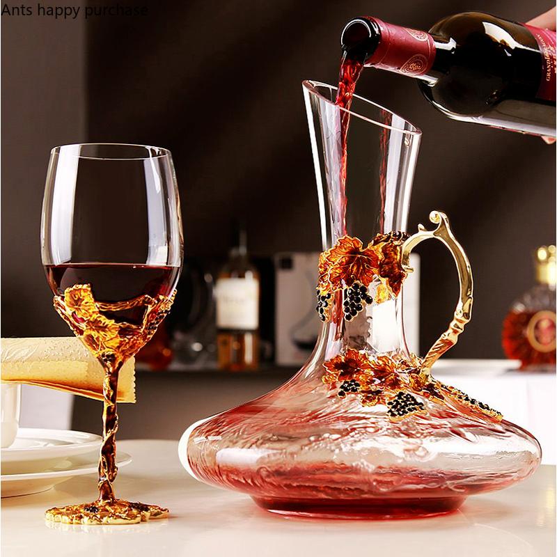 Crystal Glass Pitcher Wine Decanter Wine Dispenser Flagon Glass Wine Bottle Hip Flasks Barware Wine Pot Bar Accessories Gift