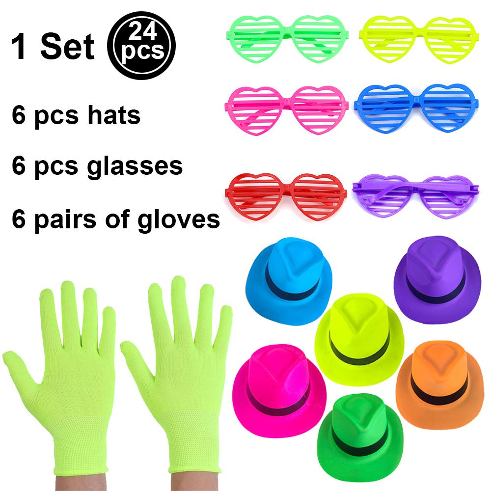 6 12 24 30 ks Neonové párty potřeby Neonové formální klobouky Svítí ve UV světle Párty fluorescenční klobouk UV světlo Párty dekorace Dospělí 5