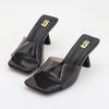 Fashion Shoes Slippers Soft Women Heels Glitter Slides Fashion Low Beige Heeled Sandals Pantofle Comfort High Jelly Summer Luxury Black