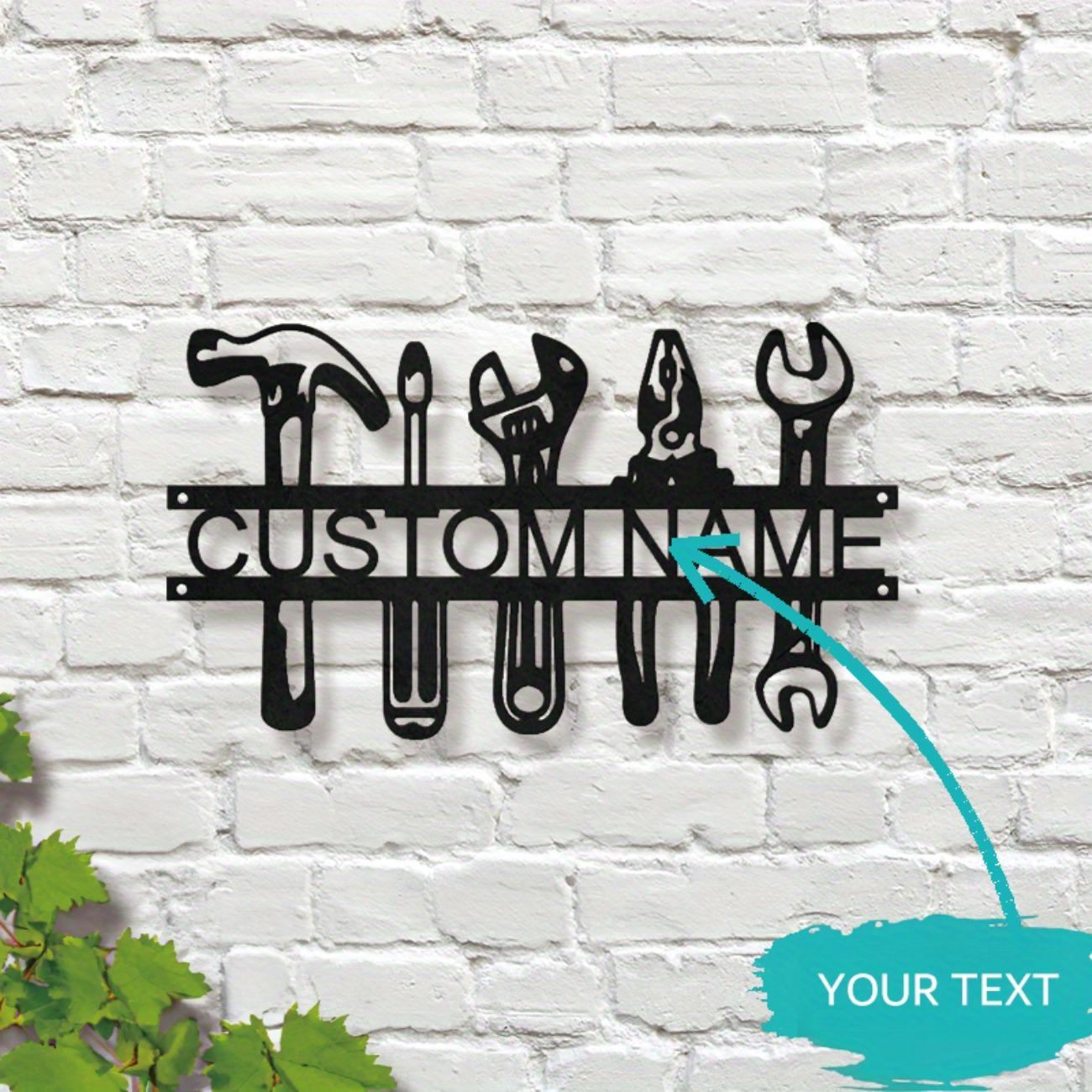 

Custom Industrial Metal Wall Art with Name Workshop Tools Rustic Decor for Garage Man Cave S чёрный