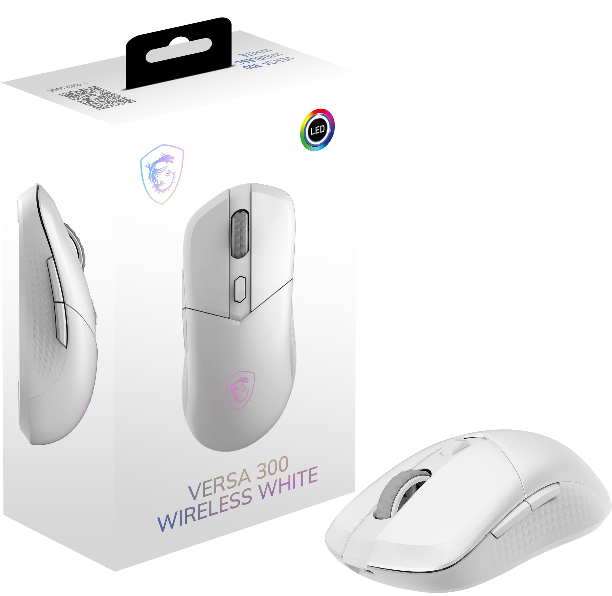 

MSI VERSA 300 W WHITE Wireless Gaming Mouse Lightweight 60g Wired Wireless Symmetrical MS0757