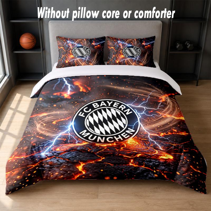 Set Biancheria da Letto Design Bayern Monaco 1 Copripiumino + 2 Federe Morbido Traspirante Biancheria da Letto per la Casa