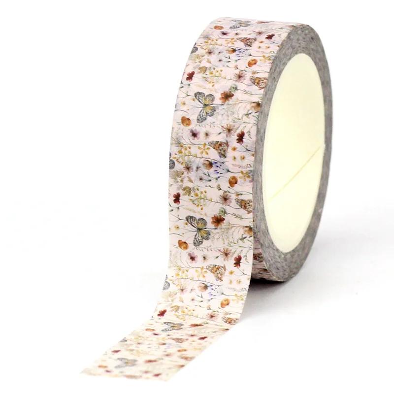 NEW 1X 10M Decor Flower Leaves Japanese Paper Cinta Washi Tape Set for Scrapbooking Masking Tape Cute Journal Kawaii Papelaria