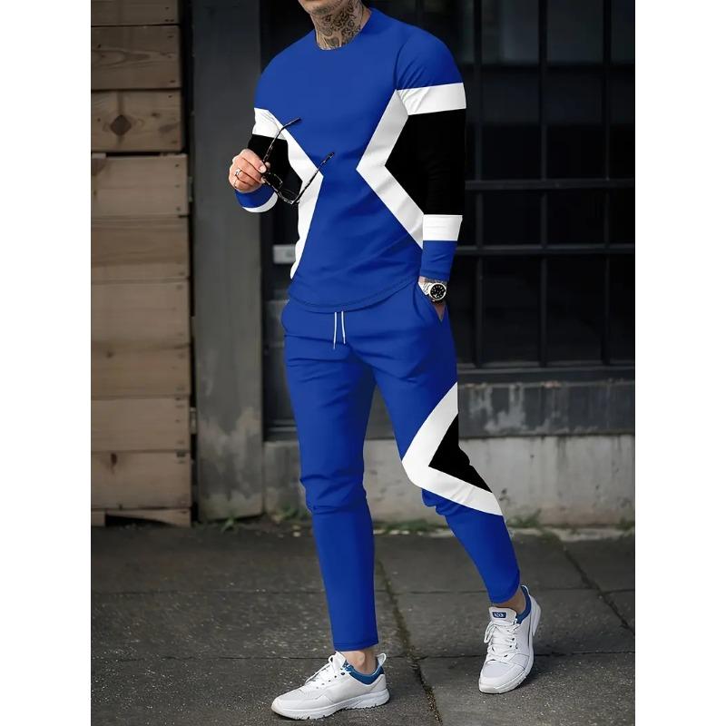 Beliebte Herren Langarm T-Shirts Hosen Set 3D Krone König Druck Herren Sportbekleidung Sommer 2025 Neuer Trainingsanzug Jogger 2-teilige Outfits