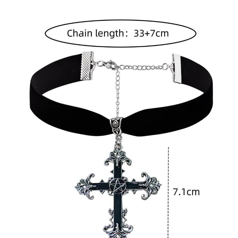 Temperament Gothic Red Drop Glaze Cross Pendant Black Velvet Necklace for Women Halloween Party Choker Jewelry Accessories Gifts