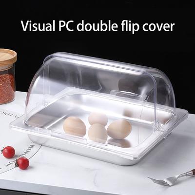 Contenedor de Acero Inoxidable de Grado Comercial para Exhibición de Alimentos Bandeja de Buffet Elegante con Tapa Transparente para Eventos de Catering de Hotel
