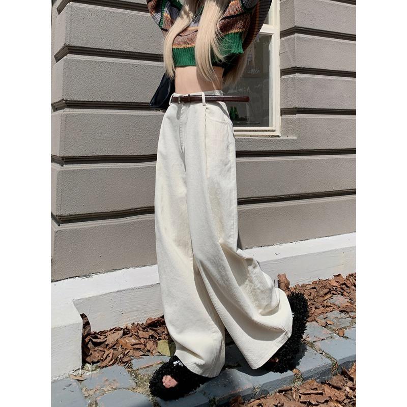Pantaloni a zampa larga in velluto a coste da donna Autunno Inverno Nuova Moda Eleganti Taglie Forti Larghi Casual Semplici Lunghi Pantaloni Dritti Abbigliamento