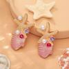 Urlaubsstil Persönlichkeit Rosa Muschel Seestern Diamant Perle Ohrstecker Sommerurlaub Premium Damen