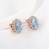 925 Sterling Silver náušnice Diana drahokam Modrý topaz Luxusní náušnice s pozlaceným růžovým zlatem pro ženy svatební příslib jemné šperky