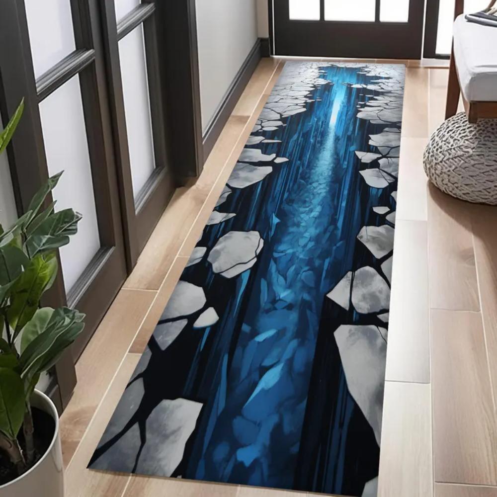 3D Ocean Carpet Mat Rug Home Decoration Wave Vortex Blue Illusion Pattern Floor Mat for Living Room Decor Rugs for Bedroom
