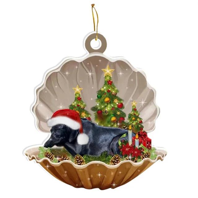 Cute Christmas Puppy Dog Shell Hanging Ornaments Xmas Tree Hanging Pendants Happy New Year 2024 Merry Christmas Decor For Home
