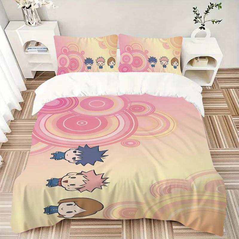 Circular Characters Adventure Printed 3pcs Bedding Set Soft Microfiber 1 Duvet Cover And 2 Pillowcases Home Bedroom Decor Xmas Gift K1850