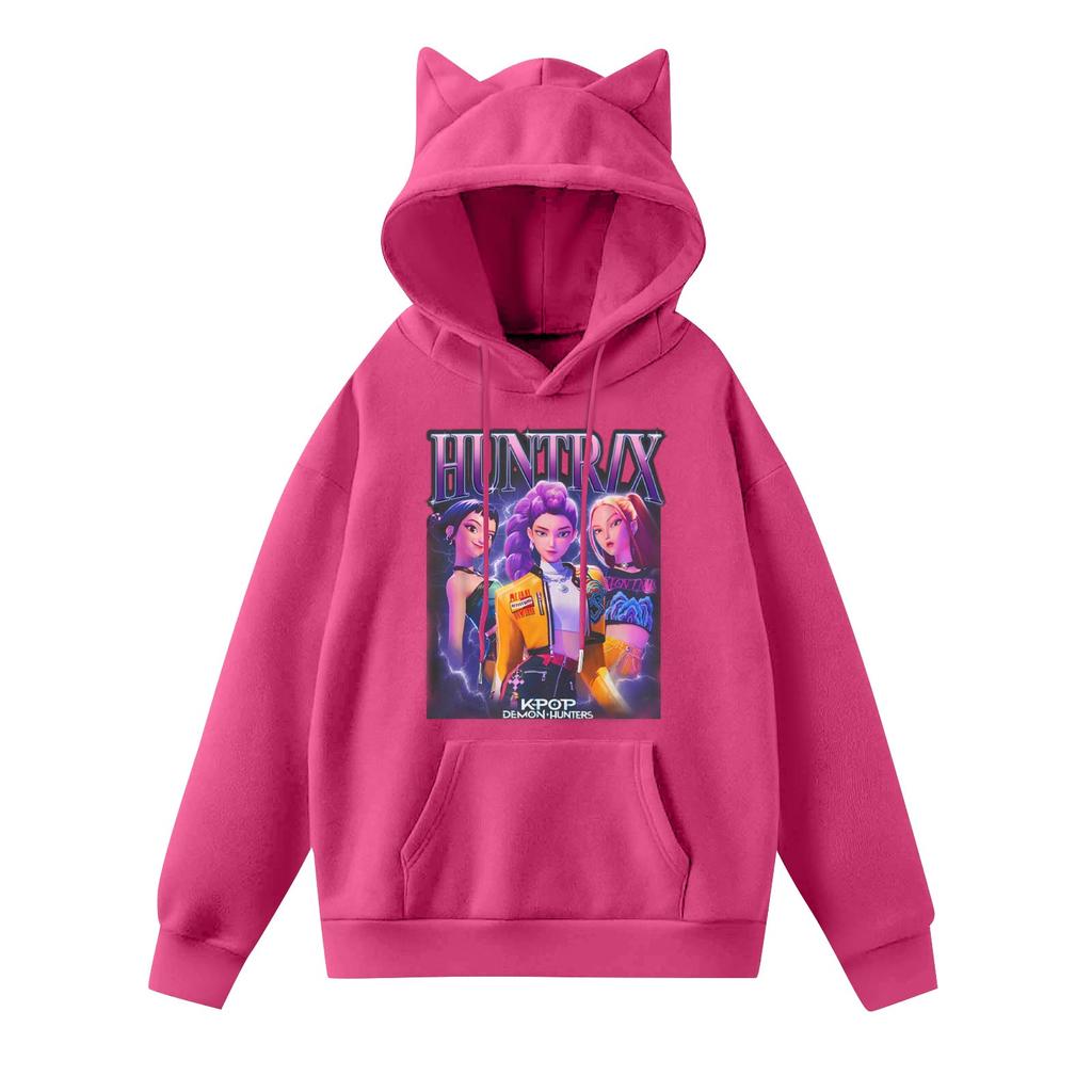 Ladies Fashion Casual Long Sleeve Printed Round Neck Hoodie Pullover Top With Pockets