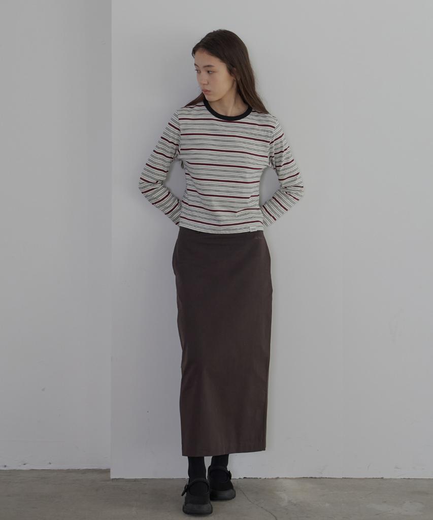 BUT'TON Standard Fit Long Skirt (Charcoal Brown)