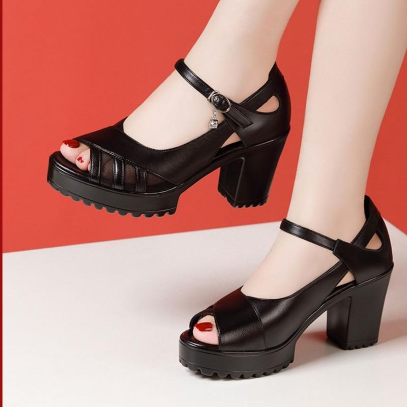Fashion Fashion 2025 Buckle Strap Women's Sandals New Open Toe Office and Career Summer Best Seller Comfortable Heeled Sandals Zapatos